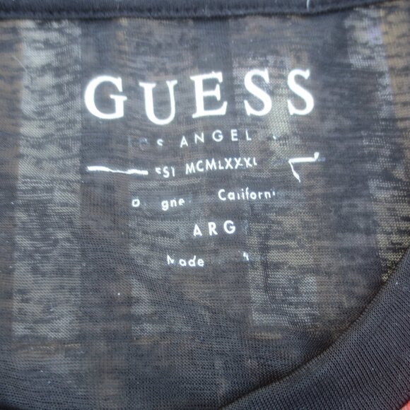 Guess Los Angeles Men's Sexy Sheer Red Rose Black Polyester T-Shirt - Size Large - Picture 5 of 13